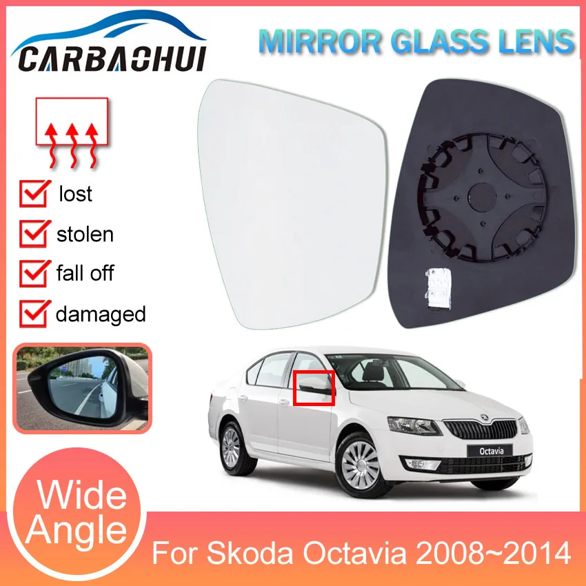 Heated Left and right Side Mirror mirror glass Wing Rearview mirrors lens For Skoda Octavia 2008 2009 2010 2011 2012 2013 2014