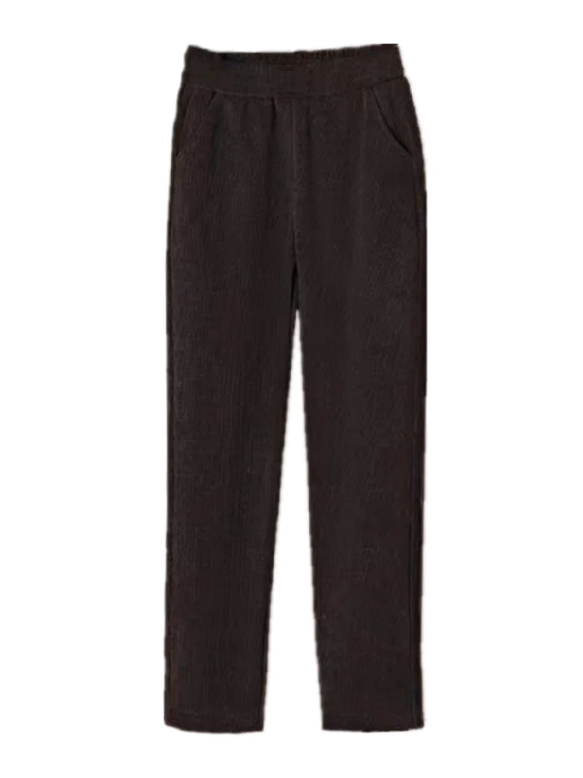 Thiened fce forrado veludo calças casuais soltas perna reta cintura alta outono inverno plus size calças confortáveis femininas