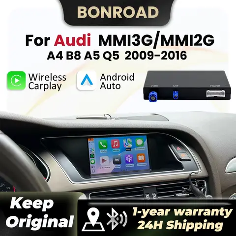 BONROAD Wireless Carplay Per Audi A4 B8 A5 Q5 2009-2016 MMI 3G MMI2G con Android Auto AirPlay Mirror Link Bluetooth GPS