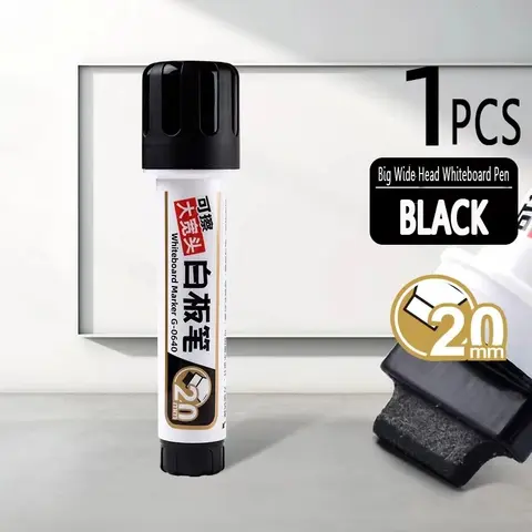 큰 펜촉 화이트보드 마커, 클리어 가시성 리필 잉크, 건조 지우기 점보 마커, 블랙, 레드, 블루, 20mm 플랫 팁