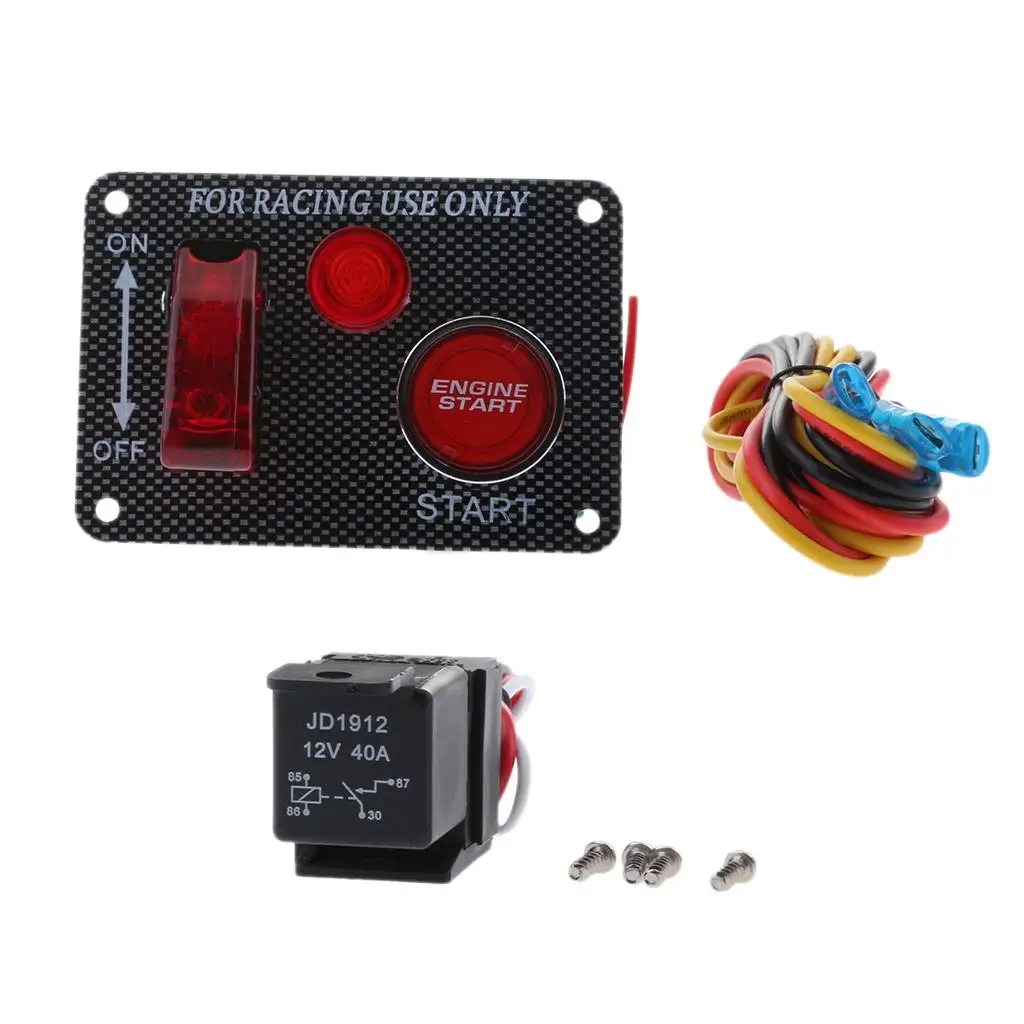 Racing Style Ignition Switch Aluminum Panel with Waterproof Rocker and Push Button for 12V Car Marine Boat Electrical System