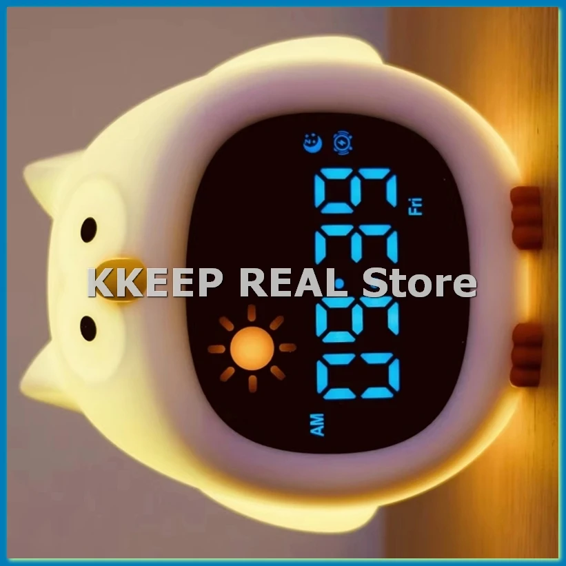 Alarm Clock for Kids Owl-Shape Toddler Sleep Training Clock Cute Touch Night Light for Children Bedroom-ABHG