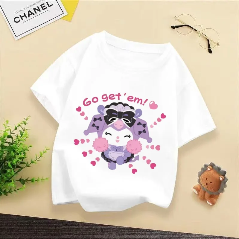 

Personalized children's round neck T-shirt Kuromi pattern blouse boys and girls birthday gifts summer fashion short sleev
