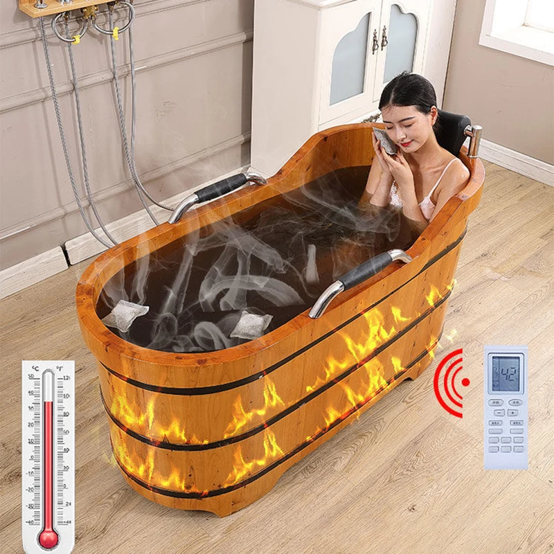 Thicken Household Bathtub Intelligent Temperature Control Convenient Wooden Bathtub Backrest Banheira Adulto Furniture CY50YT