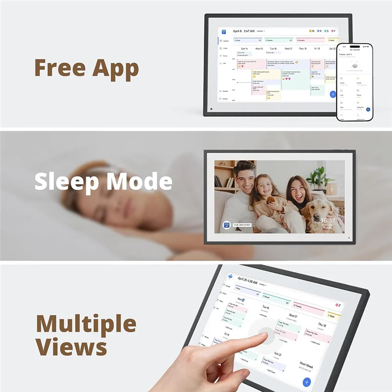 A35M-Digital Calendar 10.1 Inch Interactive Touchscreen Chore Chart, Smart Family Planner,Hearth Display Desk Design