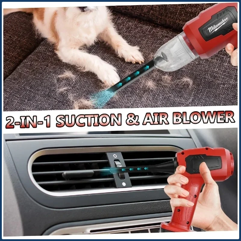 Milwaukee 2In1 Handheld Car Vacuum Cleaner Cordless 10kPa Powerful Dust Collect Machine and Air Blower for Milwaukee 18V Battery