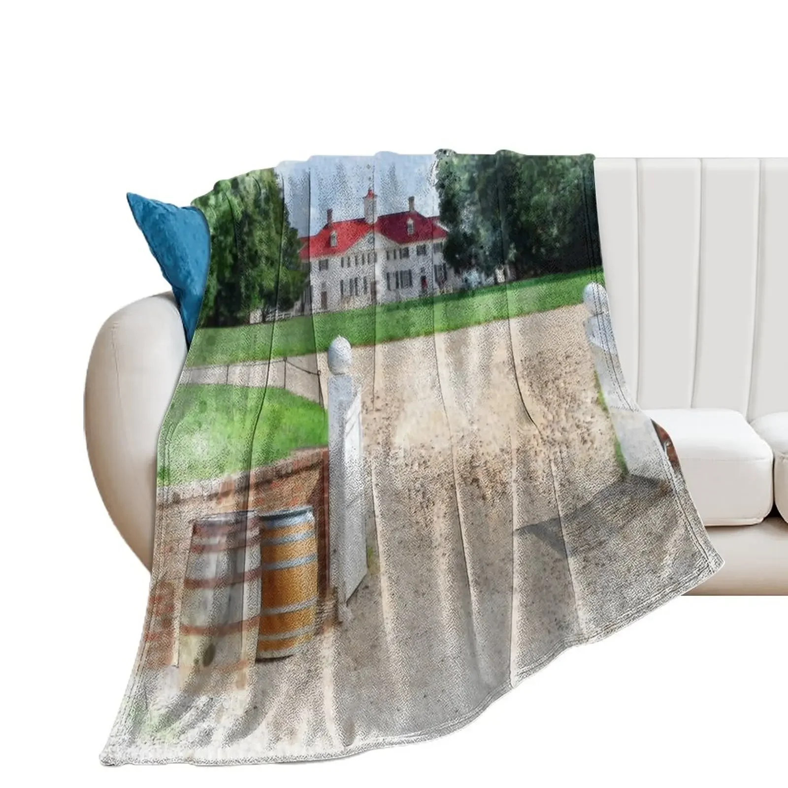 Mount Vernon Watercolor Throw Blanket Bed Fashionable decorative sofa bed Blankets