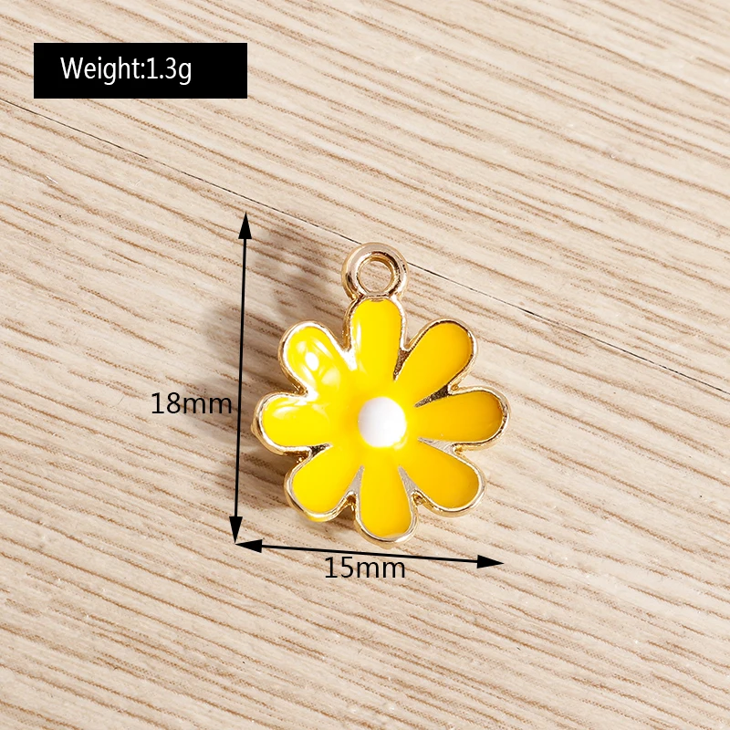 10 Stück 17 x 21 mm niedliche Emaille-Gänseblümchen-Blumen-Charms-Anhänger für Schmuckherstellung, Tropfen-Ohrringe, Halsketten, Armbänder, DIY-Bastelbedarf – Detail 10