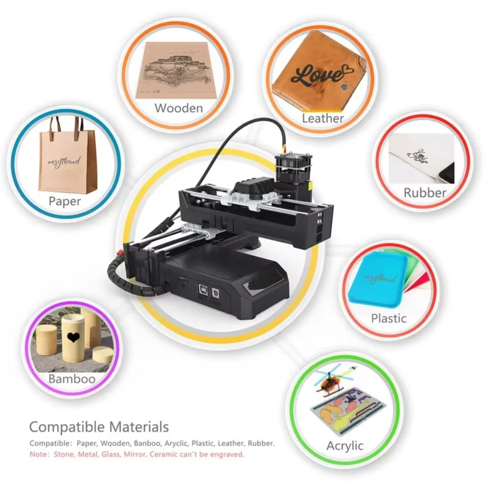 0.5W Diode Laser Engraver Entry Level Beginner Friendly Desktop Mobile App High Speed Plastic Marking Machine