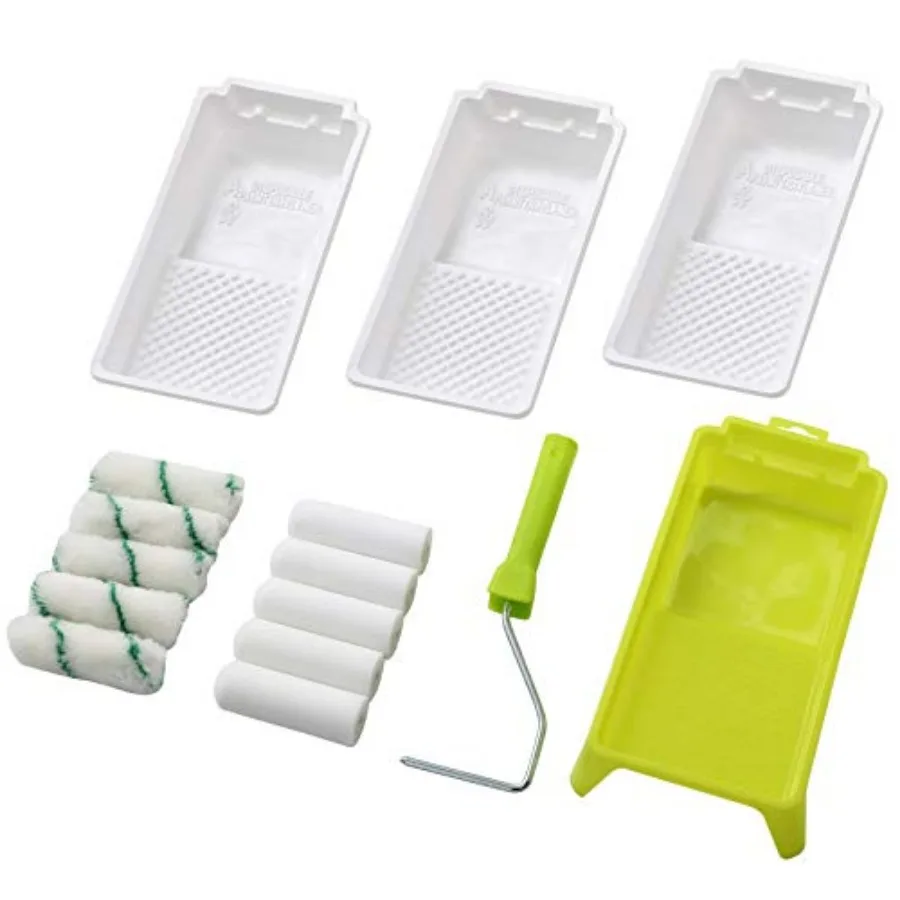 

Foam Paint Roller Tray Set, Mini Roller Cover Refills with Frame, Paint Tray, Liners, High-Density Foam Small Roller Naps, Bath