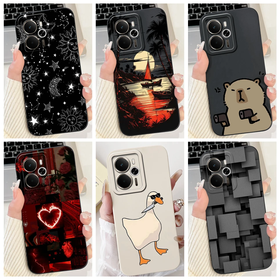 For Realme 14 14T 5G Phone Case New Design Aesthetic Panda Cat Cartoon Back Cover Liquid Silicone Bumper Camera Protection Cases