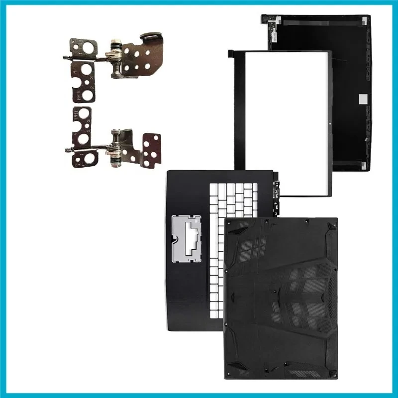 Nuevo para MSI Thin GF65 10SD 10UE GF65 10SDR MS-16W1 MS-16W2: Cubierta trasera LCD, bisagras del bisel frontal, reposamanos y carcasa inferior.