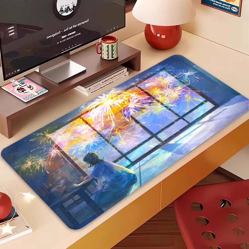 

Large Mouse Pad: Rubber Non-Slip Gaming Office Mouse Pad brings the charm of dreamy night scenes to your desk