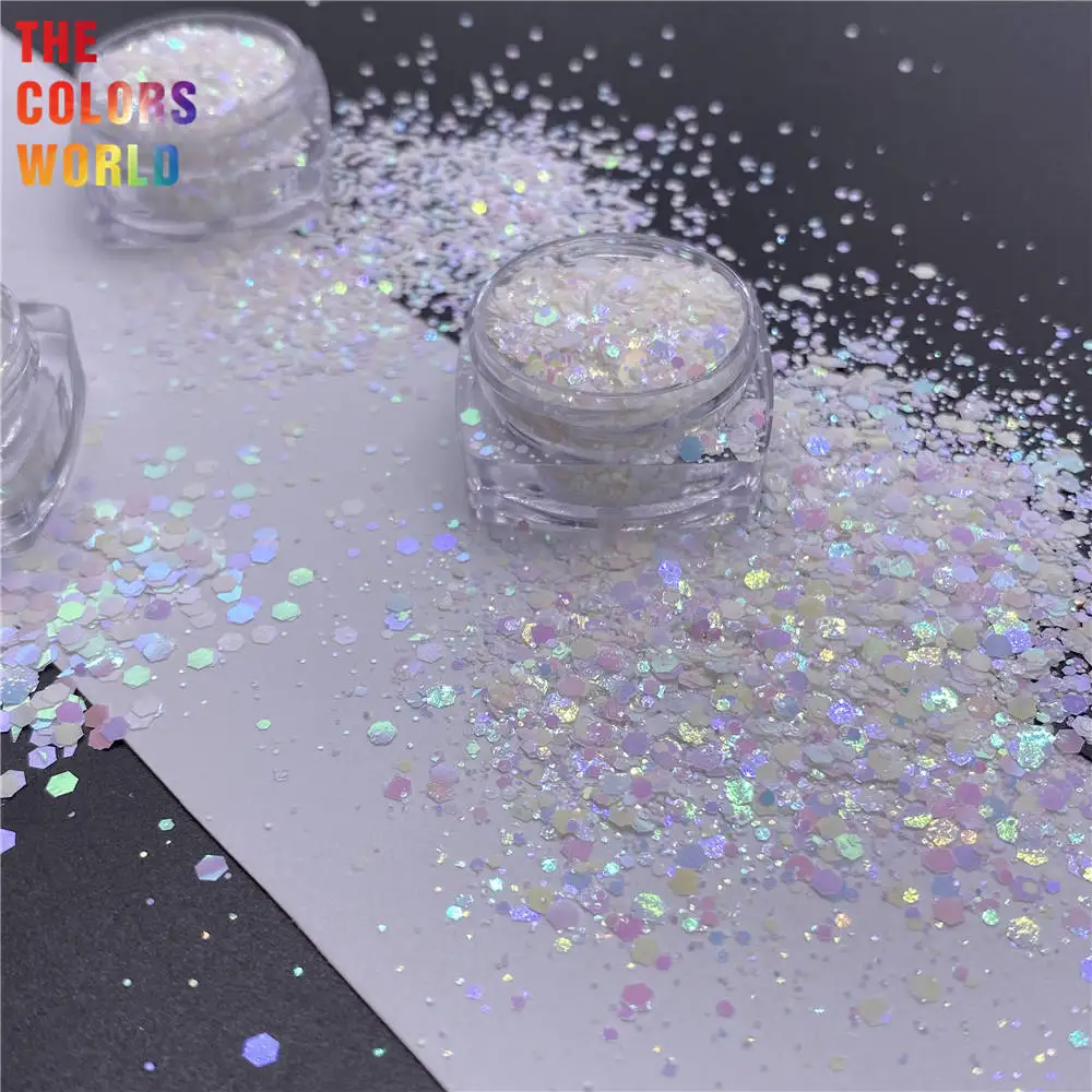 TCD04 Solvent Resistant Pearlescent Indescent Hexagon Nails Glitter Eye Shadow Body Painting Parties Festivals Concerts Decorate