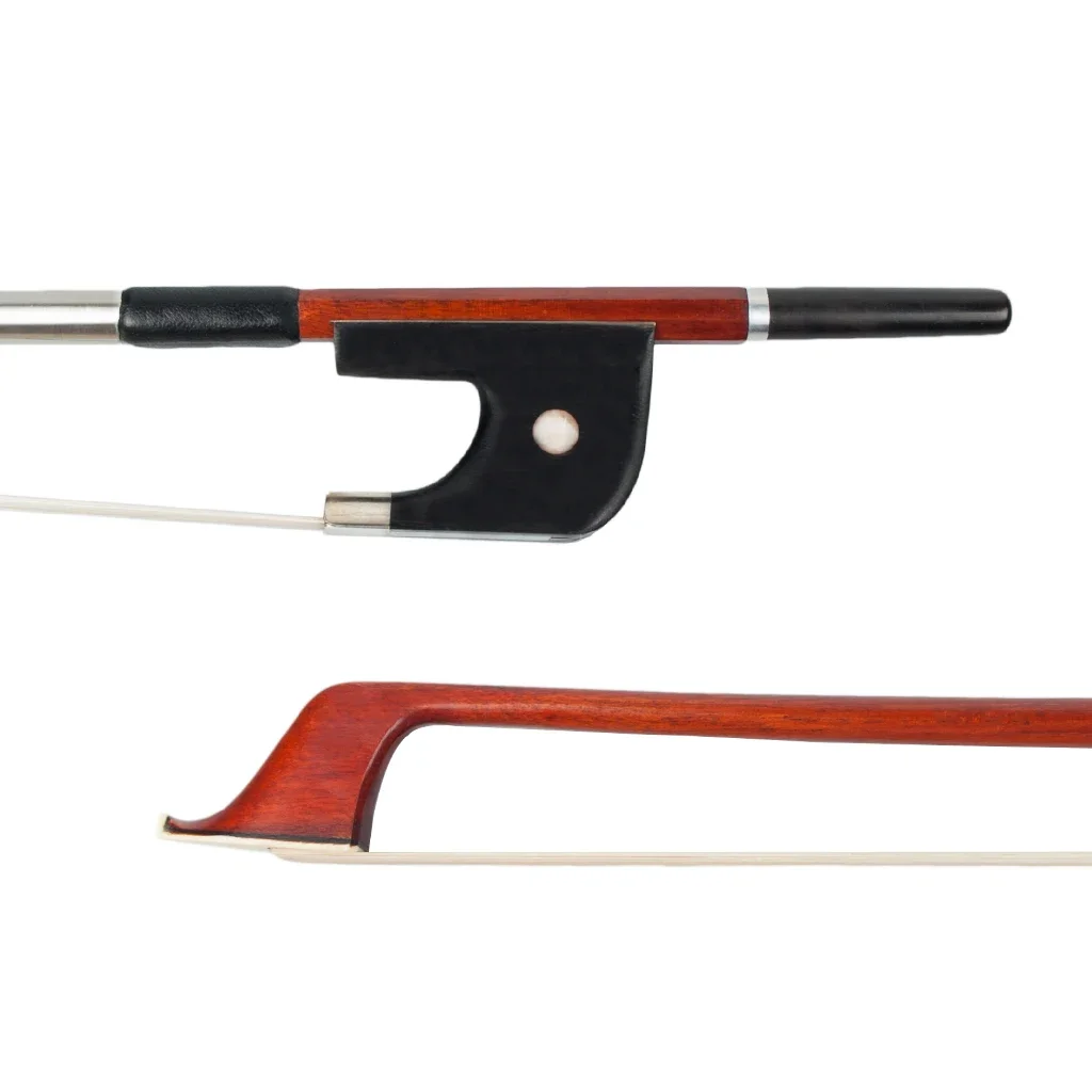 German Style Pernambuco 4/4 Size Double Bass Bow Silver Mounted Ebony Frog Paris Eye Graded Natural White Horse Hair