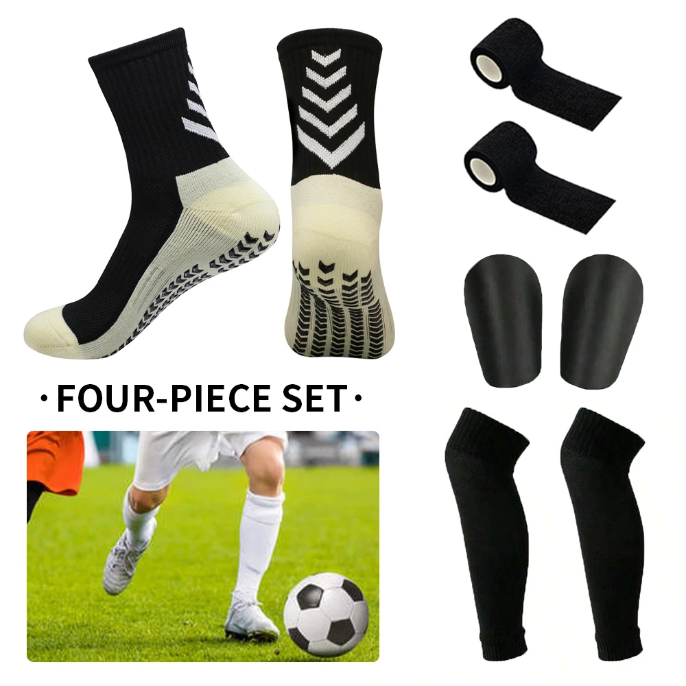 

4 pairs Mens Womens Heel Shield Pattern soccer Socks Sports Square Silicone Non-Slip Football Socks calcetines antideslizante