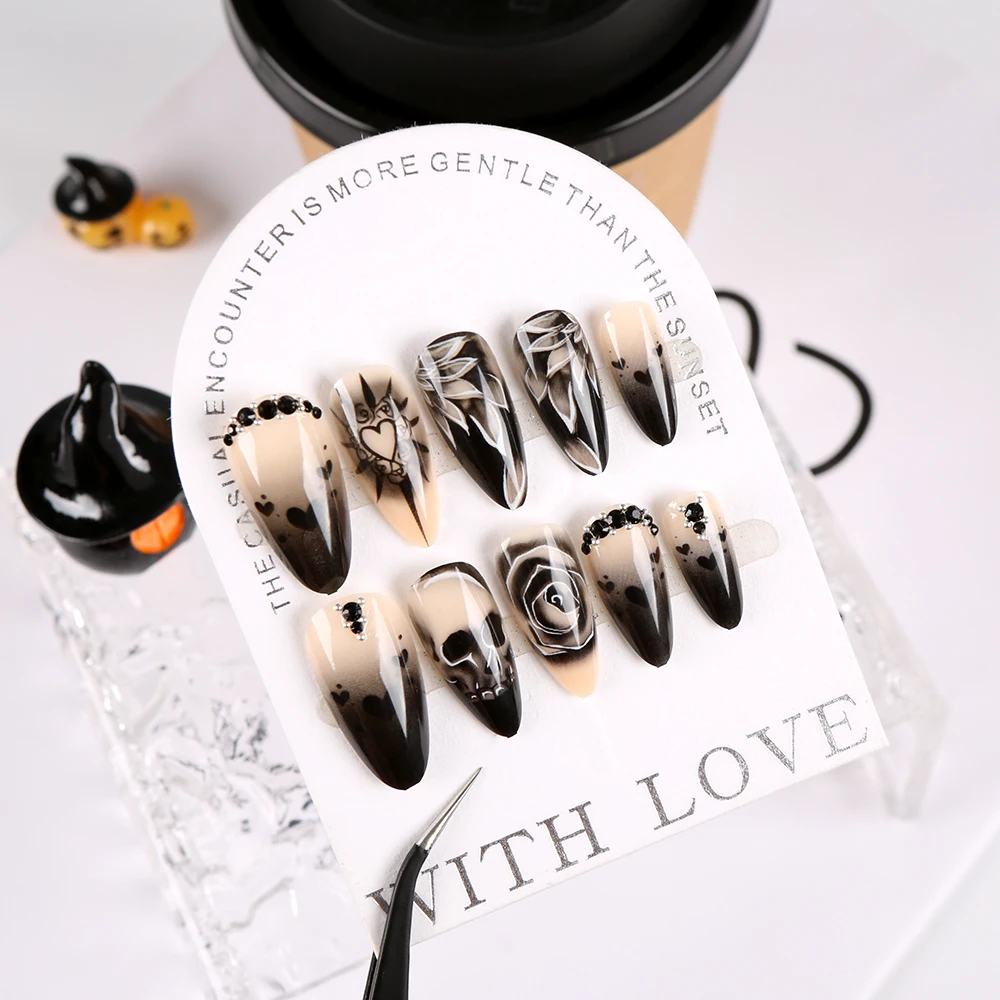 Uñas postizas negras degradada - Nail Art Vampire reseña y precio