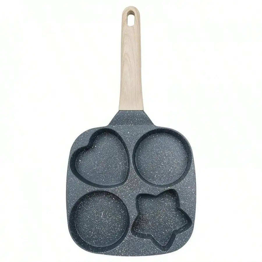 

Non-Stick Egg Frying Pan, 1 Set 4 Hole Skillet With Handle, Cooking Accessories, Kitchen Gadgets Cookware For Breakfas