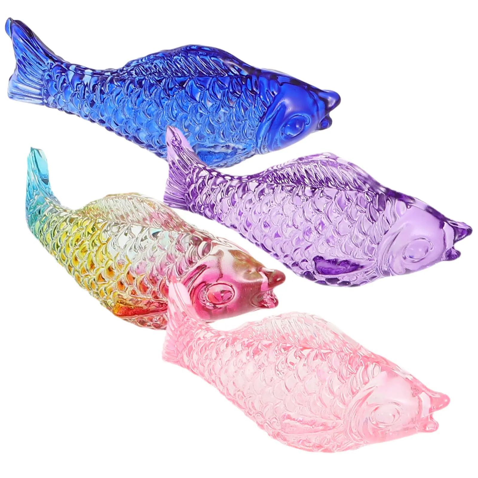 Adornos de peces de cristal, decoraciones exquisitas de peces de cristal de colores para el hogar, oficina, fiesta infantil, decoración de acuario, hechos a mano, 4 Uds.