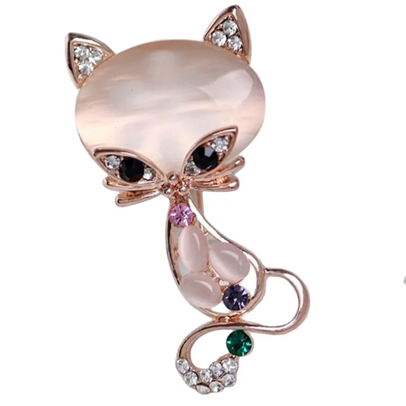 Cute Cat Brooch  Butterfly Rhinestone Women Alloy Animal Pins Crystal Corsage Lapel Pin Collar Button Party Dress Accessories