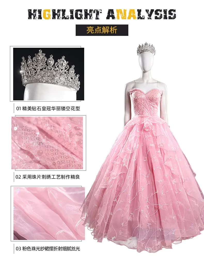 أزياء Glinda التأثيرية، الهالوين، عيد الميلاد، لعب الأدوار، الهزلية، مخصصة، Mooyiyi، فستان Glinda التأثيري الجديد 2025