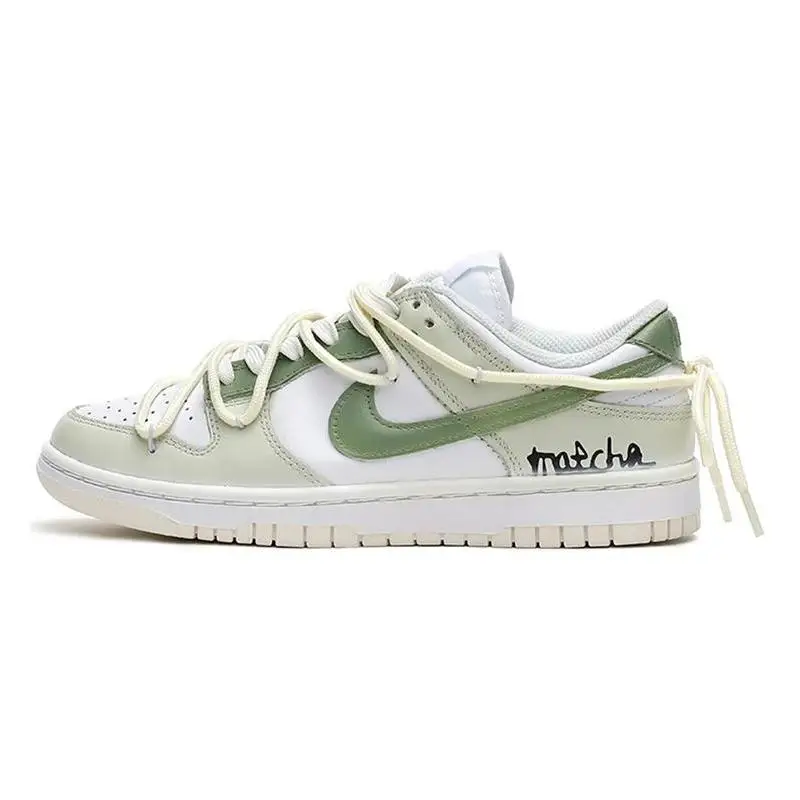 

[Custom Matcha cream green women's style]Nike Dunk Low Low-Top Skateboard Shoes Women's White Green