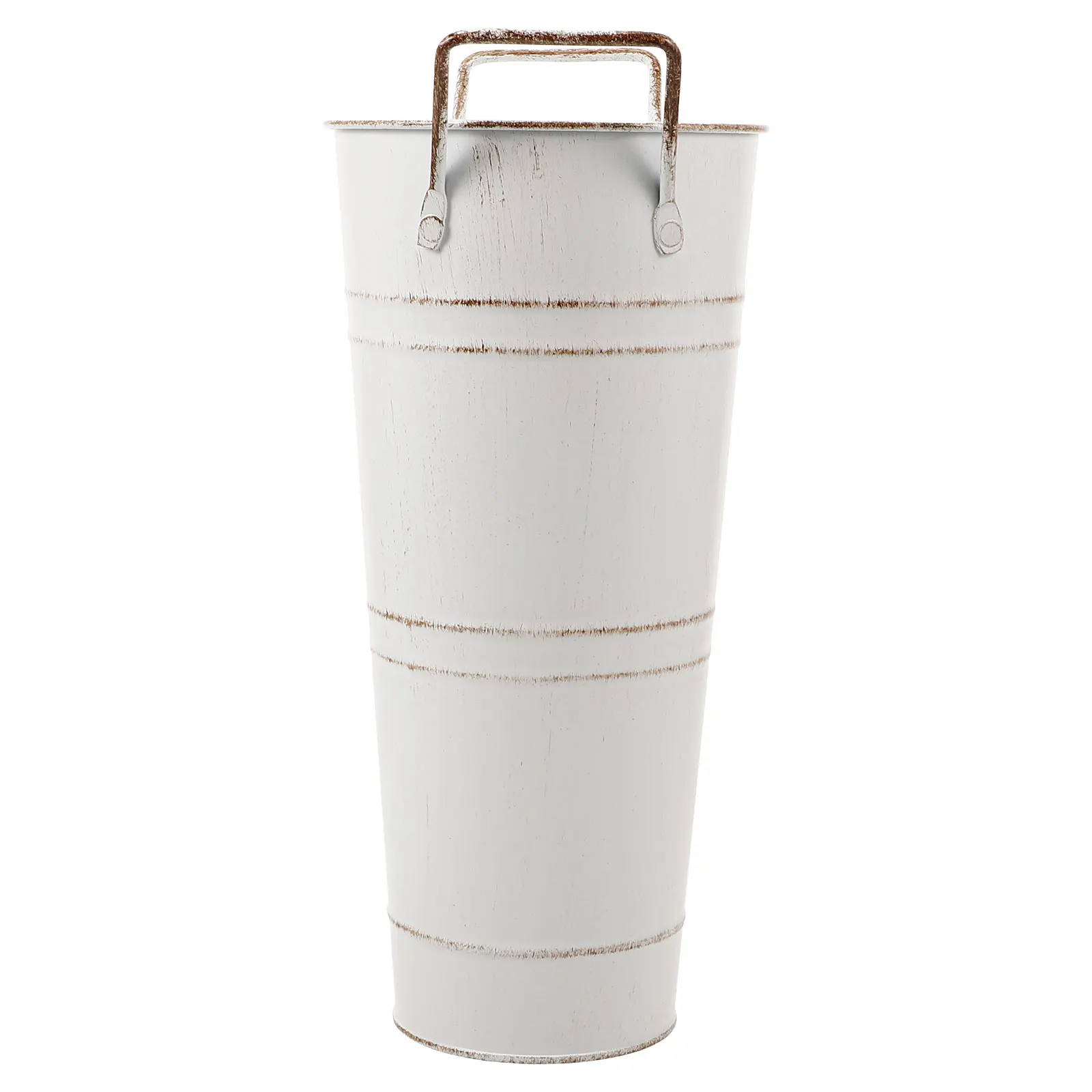 

Vintage Iron Flower Bucket Rustic Metal Vase Double Handles Decorative Floral Arrangement Container Household Plant Pot