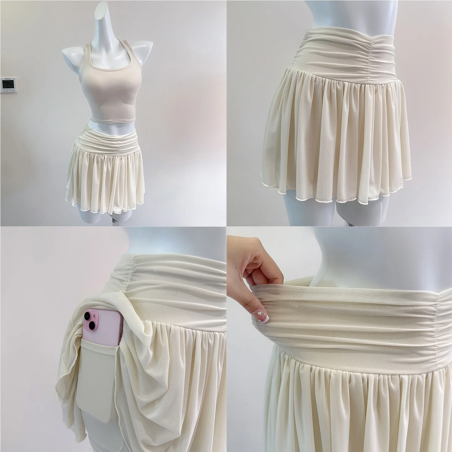Sporty Mesh Half Skirt High Waist Slimming Badminton Skirt Professional Training Running Fitness Yoga Short Skirt for Women