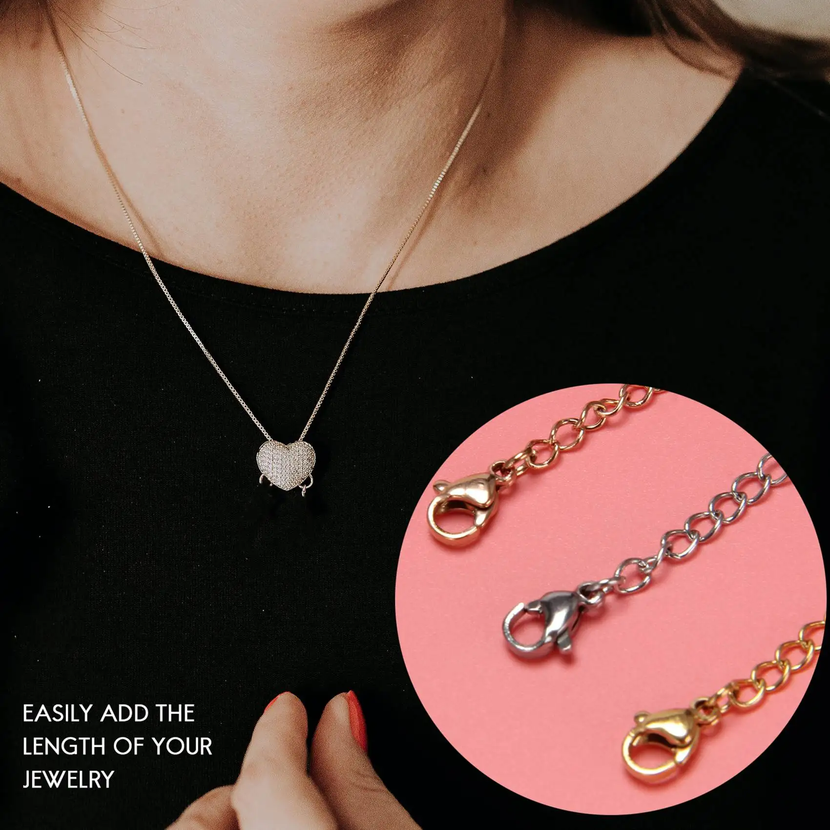 

A00E-12 Pcs Stainless Steel Necklace Extender Bracelet Extender Extender Chain Set 4 Different Length: 6 Inch 4 Inch 3 Inch 2 In