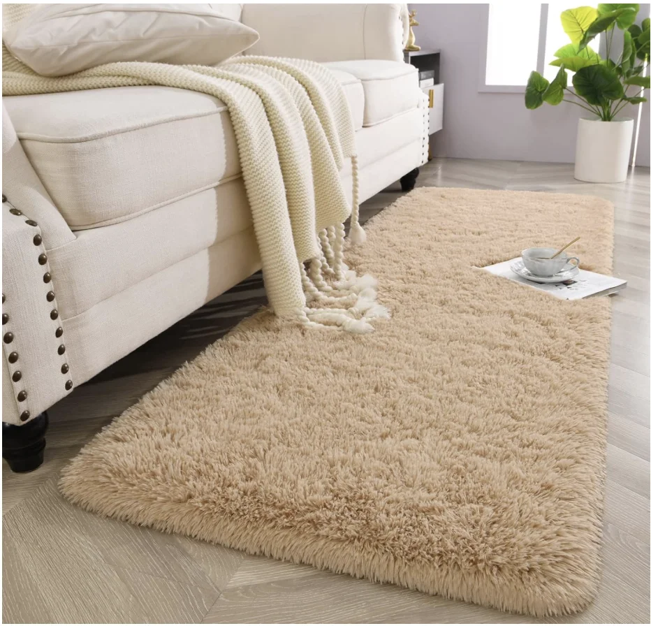 Camel Area Rug for Bedroom Living Room Carpet Home Decor, Upgraded 2x6 Cute Fluffy Rug for Apartment Dorm Room Essentials