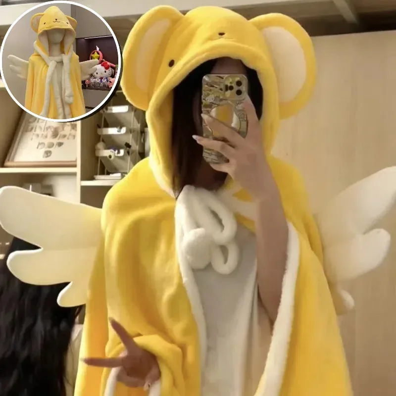 2025 أنيمي بطاقة الآسر ساكورا سيربيروس مقنعين شال القيلولة عباءة الصيف تأثيث المنزل عنبر تكييف الهواء بطانية