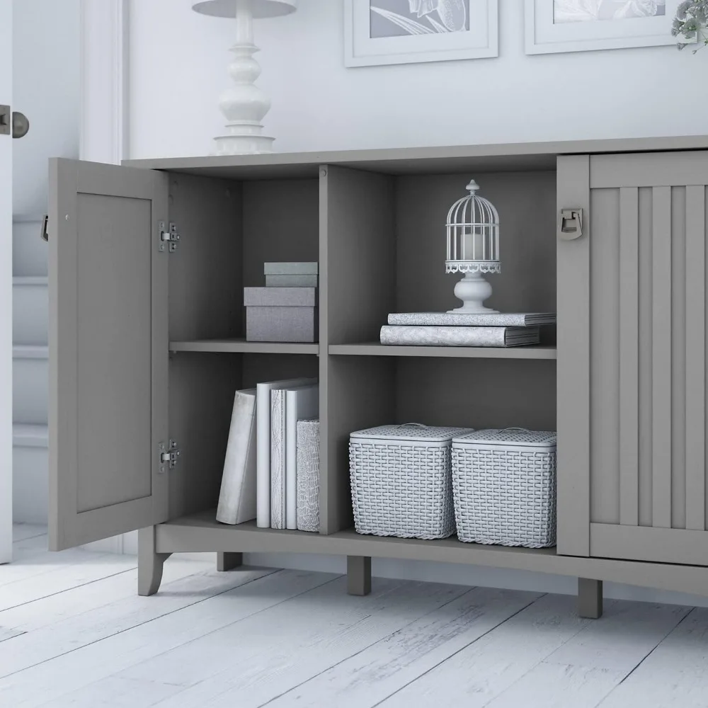 Salinas Entryway Storage Set with Hall Tree, Shoe Bench and Accent Cabinet in Cape Cod Gray