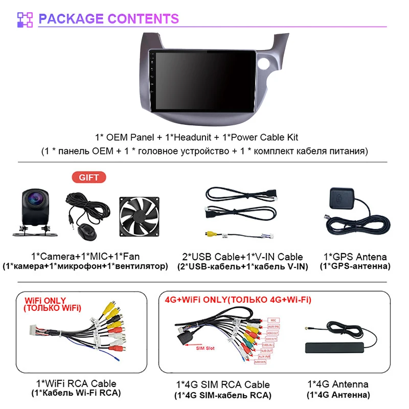 Android 15 Carplay Auto WIFI+4G Car Radio Multimedia Player For HONDA FIT JAZZ 2007-2013 RHD Autoradio GPS Stereo 2din Head Unit