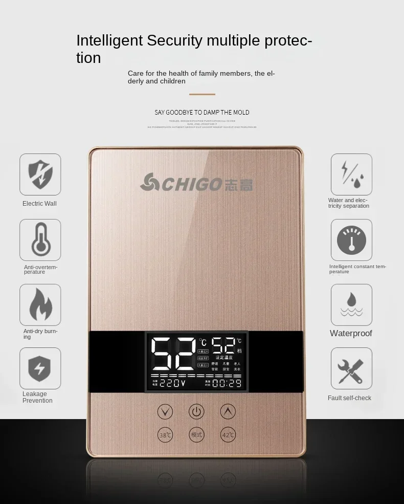 220V Small-sized Kitchen Aid Demand Water Heater with Instant Heating and Constant Temperature for Showering