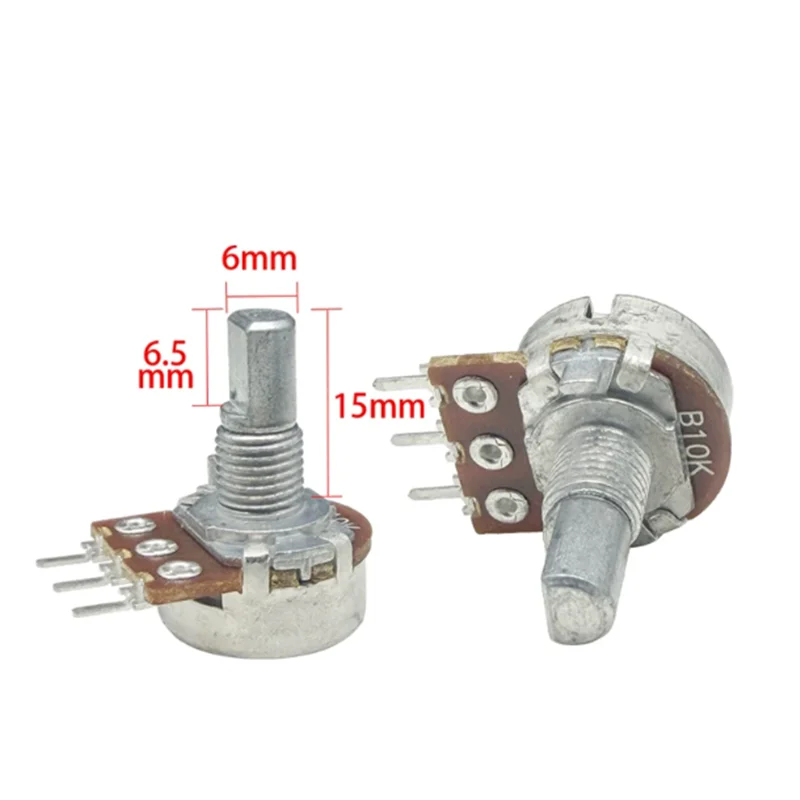 5pcs WH148 B1K B2K B5K B10K B20K B50K B100K 3PIN 6PIN 15mm Shaft Amplifier Dual Stereo Potentiometer 1K 2K 5K 10K 50K 100K 500K