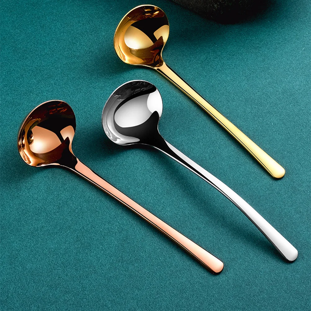 Stainless Steel Soup Ladle Handle: Sauce Ladle Serving Ladles Serving Scoop Mixing Spoon for Hotel Golden