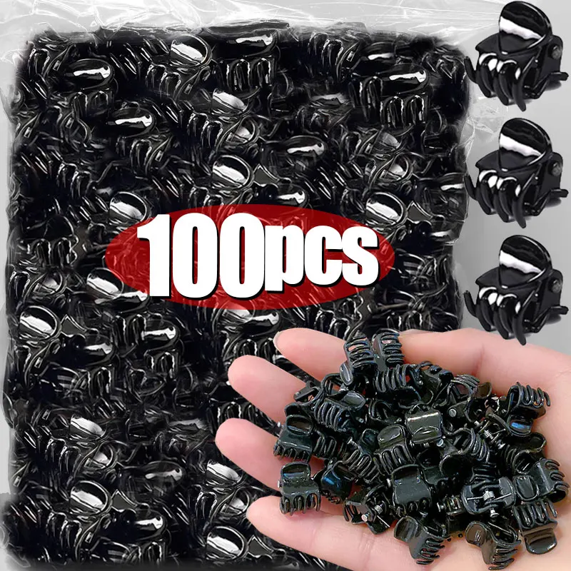 

100 шт., мини-заколки для волос для женщин и девочек, простые маленькие черные прозрачные пластиковые зажимы, шпилька, детские аксессуары для укладки волос