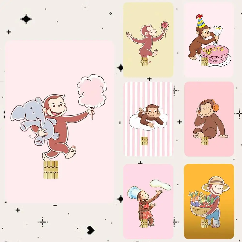 Monkey Curious cute George  Waterproof Bank Card Sticker Skin for Credit Debit Chip Cards Decorative Cover Film