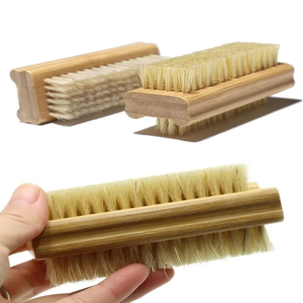 

2 шт., двухсторонняя щетка для чистки ногтей, бамбуковая ручка, щетина/Sisal, чистящая щетка для дизайна ногтей, мягкая щетка для удаления пыли
