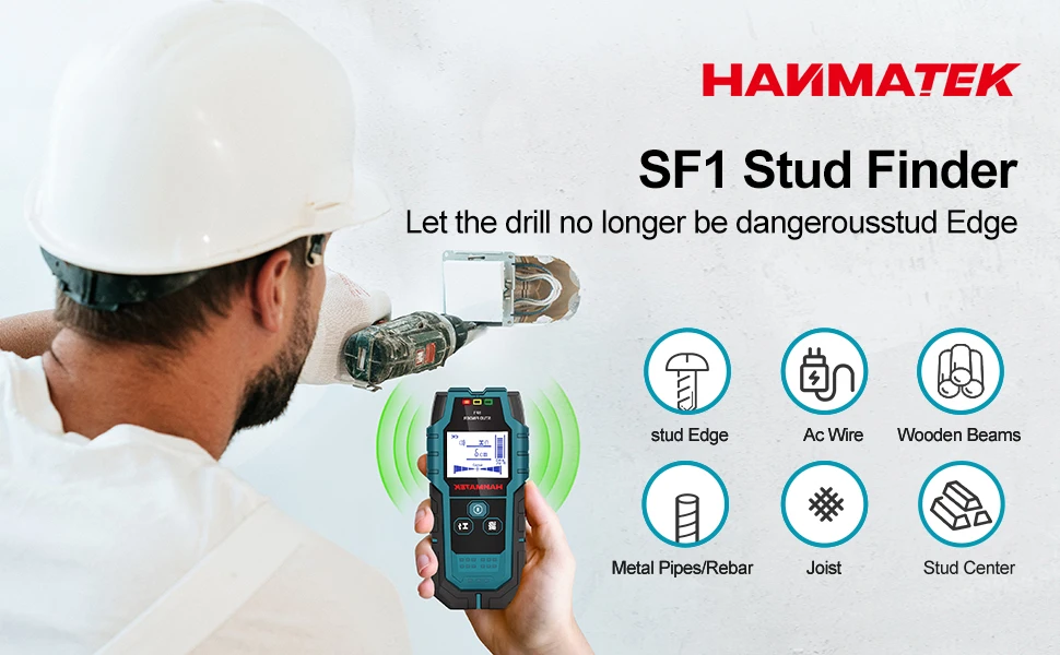 HANMATEK SF1 Stud Finder Wood Studs Metal Detecion Detection of ...