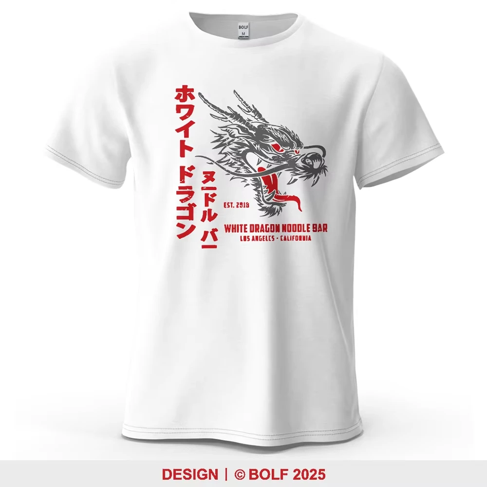 Camiseta estampada White Dragon Noodle Bar para hombre, camisetas gráficas de cocina asiática de gran tamaño para mujer, camisetas de estilo urbano