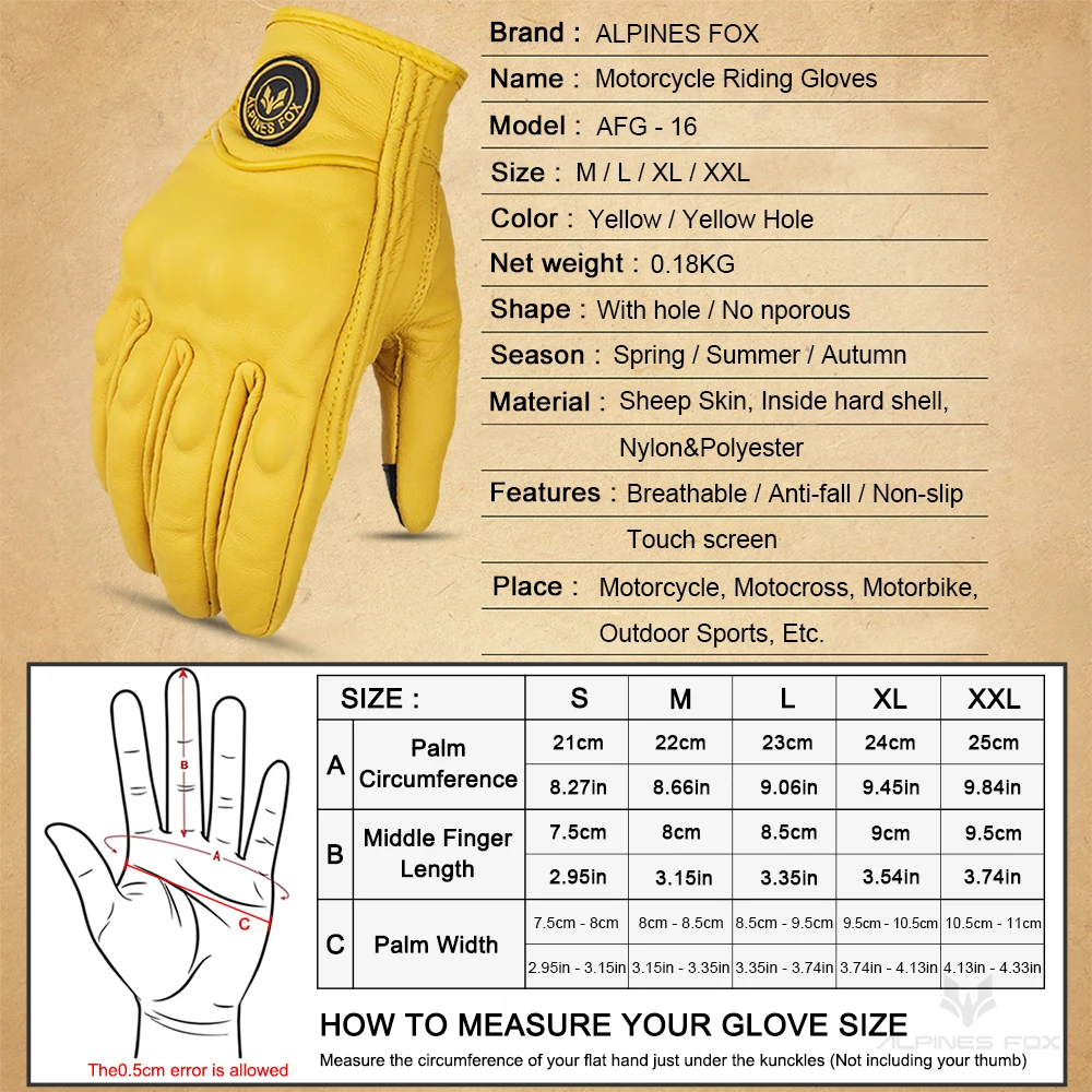 Classic Vintage Summer Men Genuine Sheepskin Motorcycle Gloves Leather Motorbike Motocross Bicycle Motorcyclist Guantes