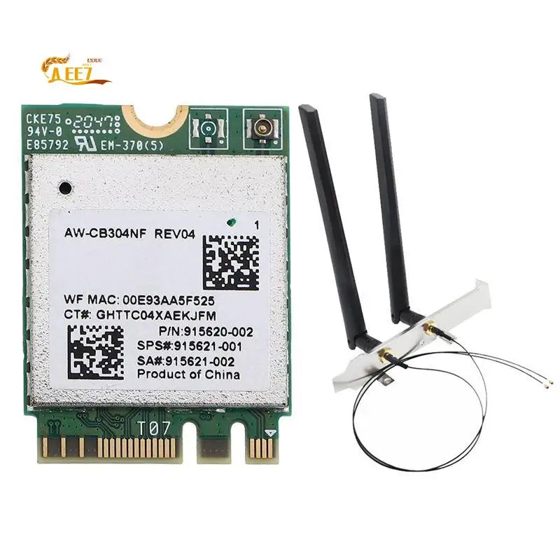 AEE7-AW-CB304NF RTL8821CE Wifi Card+2X8DB Antenna Kit 2.4G/5Ghz Bluetooth 4.2 433Mbps 802.11AC Laptop IPC Wireless Module