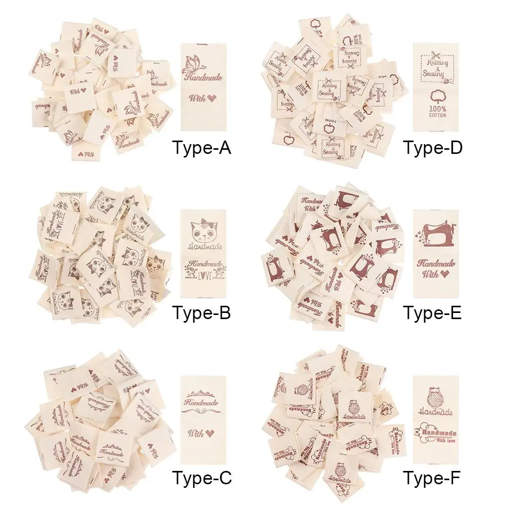 50 قطعة DIY بها بنفسك الكرتون القط المنسوجة لوازم محبوكة اليدوية مع الحب الخياطة اكسسوارات الملابس العلامات القماش تسميات الملابس