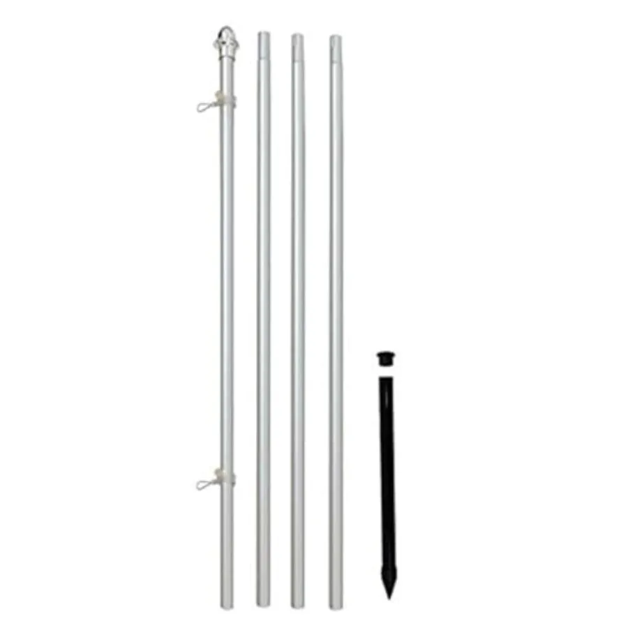 

13ft Aluminum Silver Outdoor Pole with Ground Spike