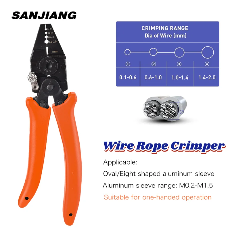 Wire Rope Crimping Plier with Cutter,Effort-Saving MIni Fishing Crimper Pliers 7 inch Fishing Tool Wire Rope Leader ClampTool