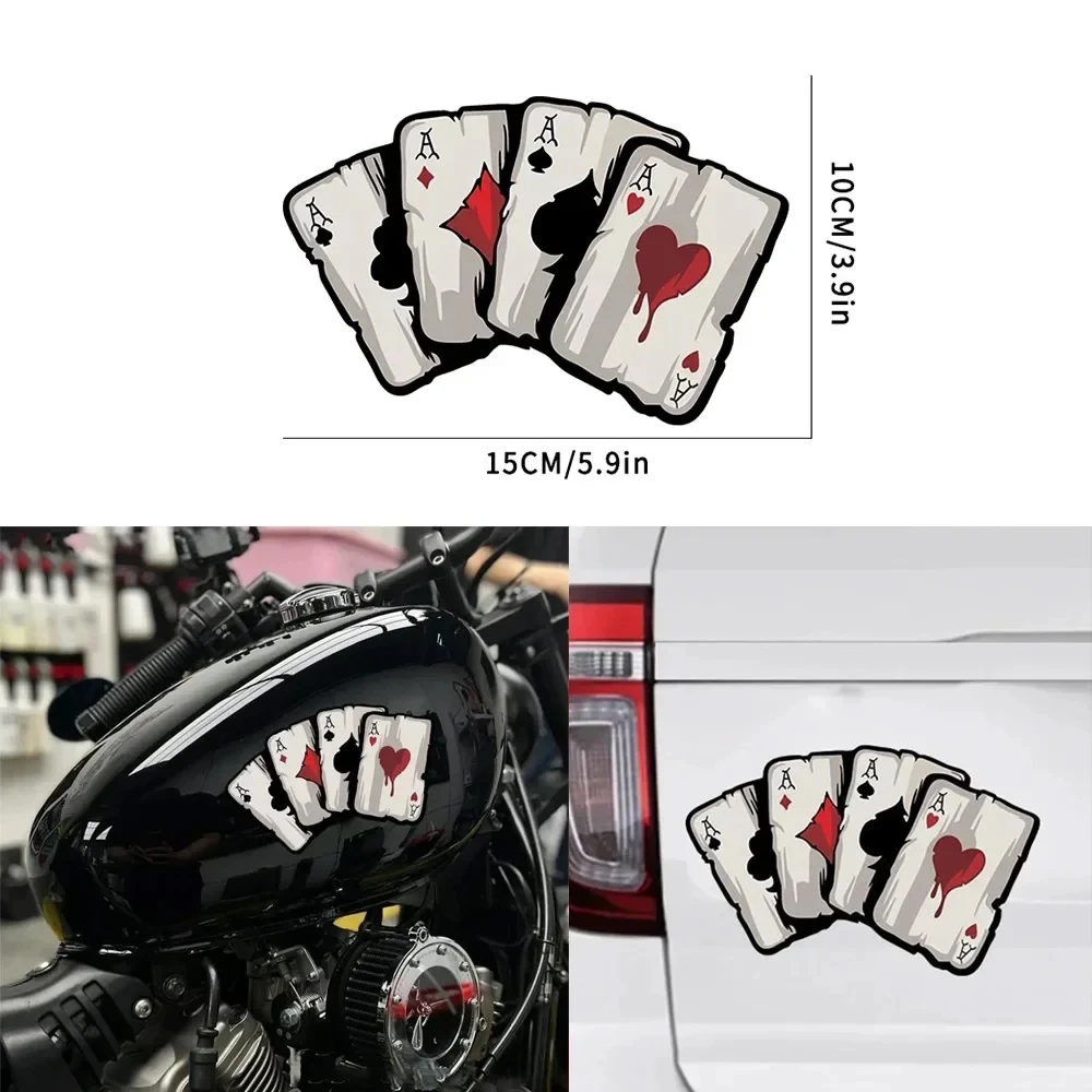 Calcomanías de póker con diseño de espadas para motocicleta, tanque de combustible para Motocross, Cafe Racer, carrocería, ventanas de coche, decoración divertida, pegatinas de naipes