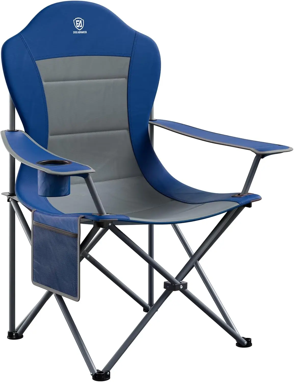 

Oversized Folding Camping Chair with High Back Padded, Lightweight Steel Frame, 400lb Capacity, 2-Pack Grey