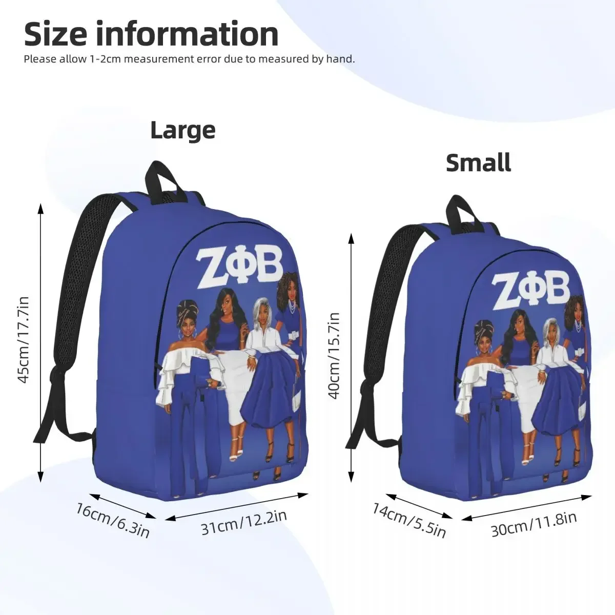 Fashion Zeta Phi Beta Sorority Canvas Backpacks for Boys Girls ZOB School College