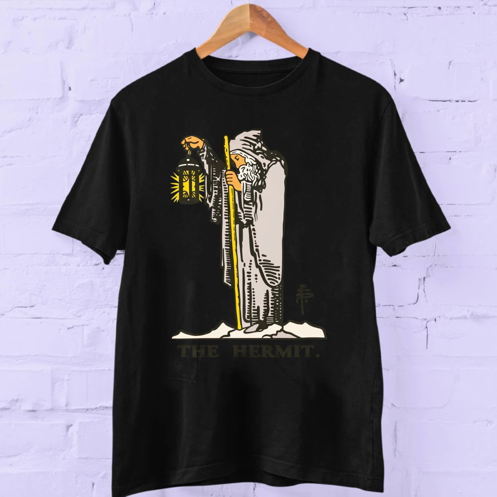 The Hermit From The Rider Waite Smith Tarot Greeting Card Mystical Occult Spiritual Retro Witchy Divination Art Graphic T-Shirt